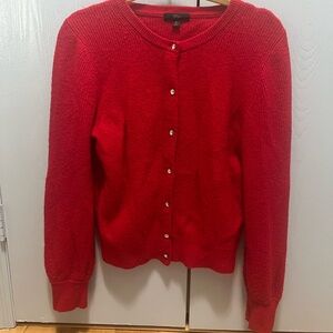 J. Crew Red Women's Wool blend Cardigan Sweater with crystal button detail